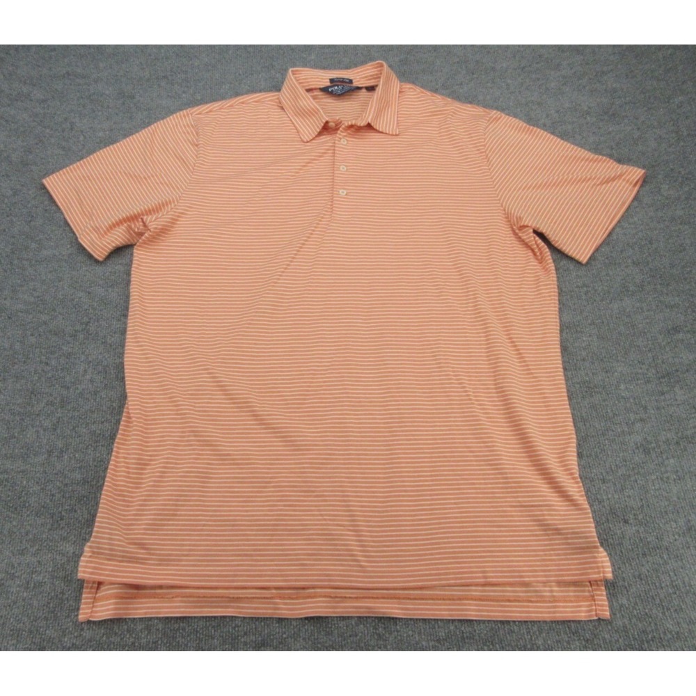 Polo Golf Ralph Lauren Mens Polo Shirt Classic Orange Striped Pima Cotton XL
